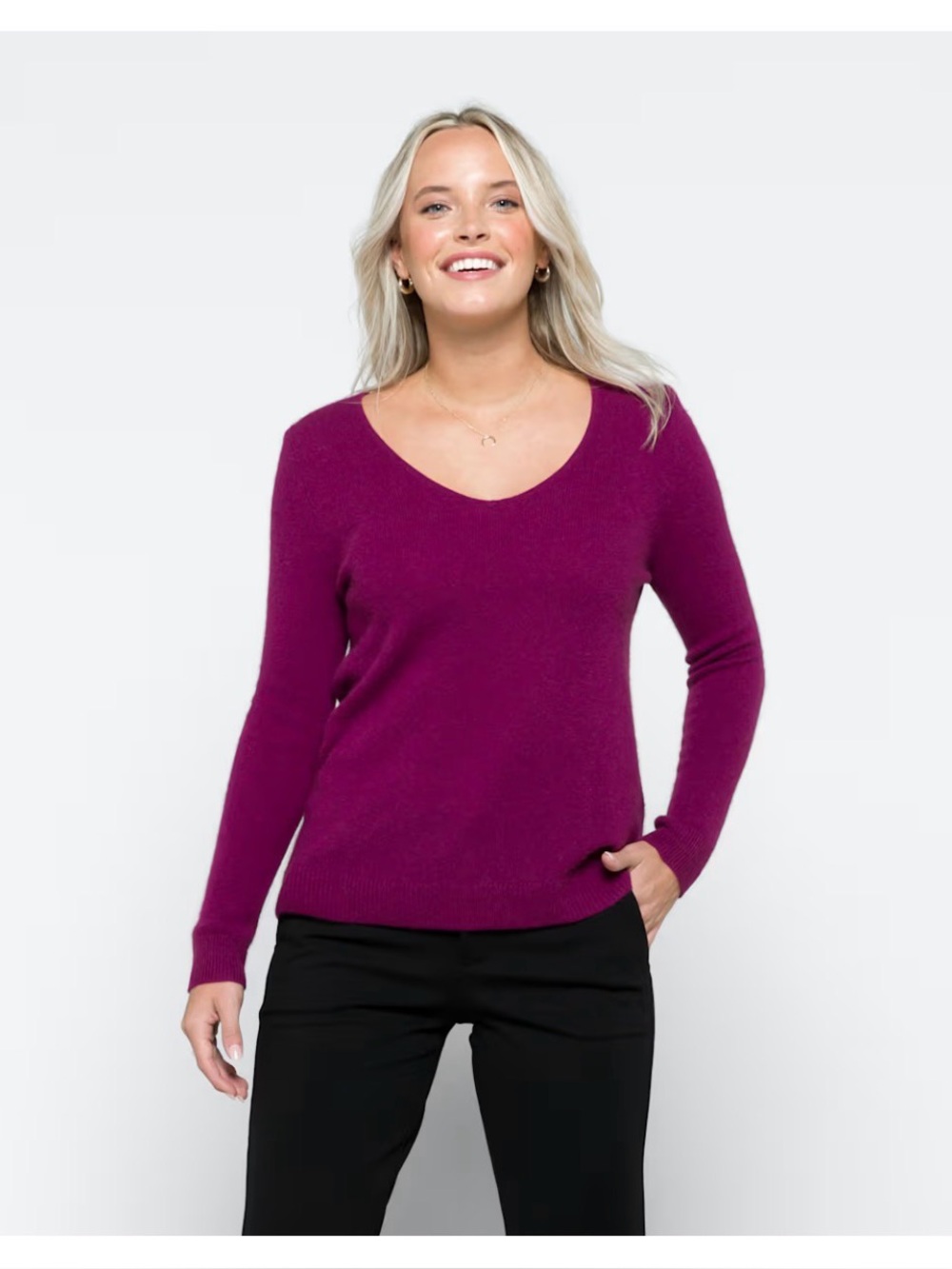41 Hawthorn Plum V-Neck Women's Cashmere Sweater